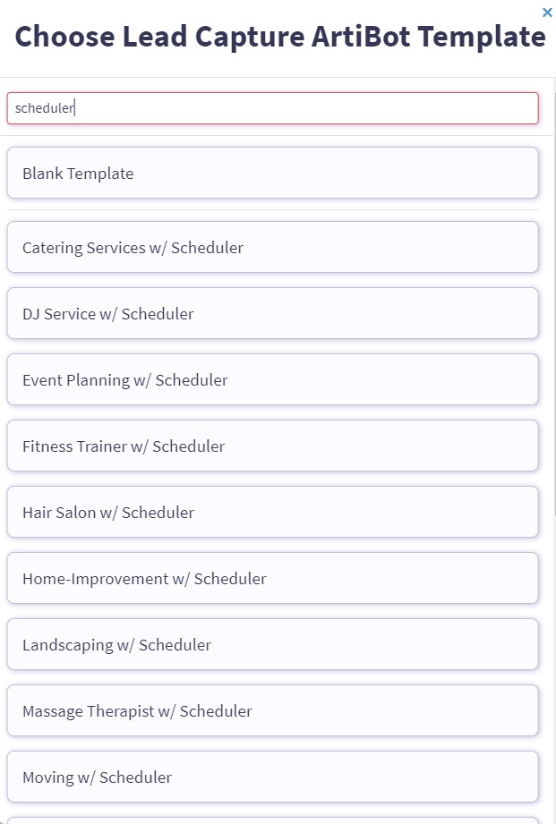 Using a scheduler chatbot template